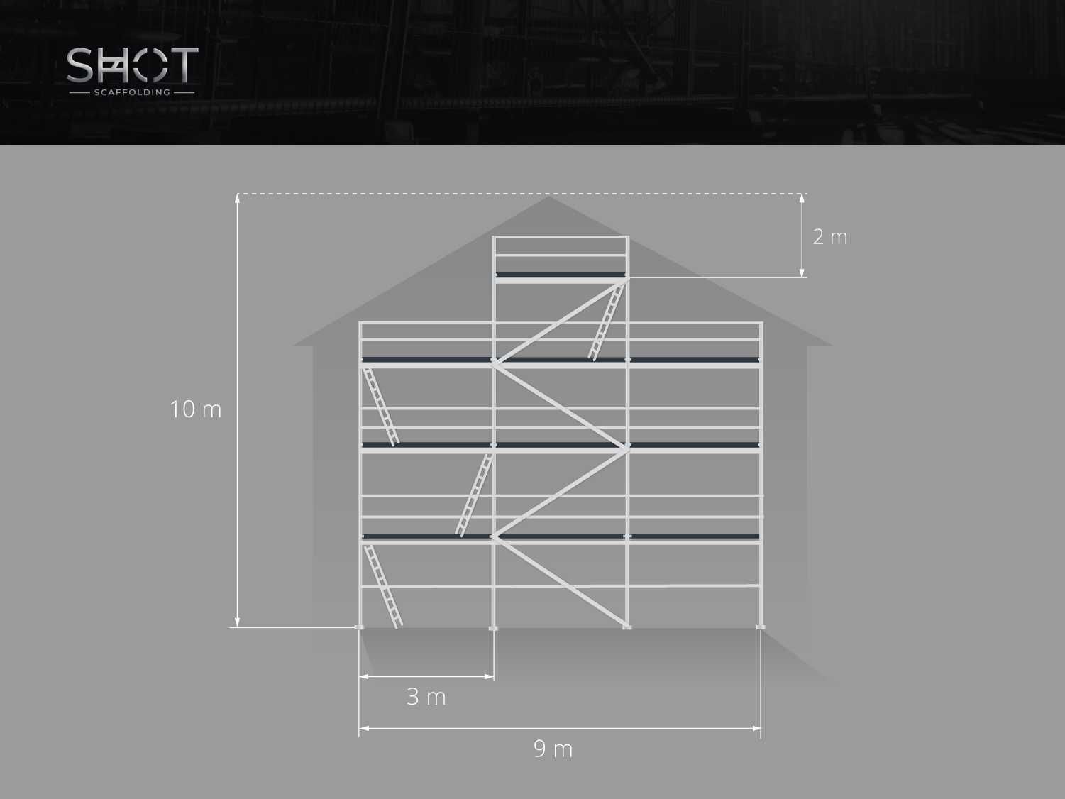 Elewacyjne nowe rusztowanie, na ścianę szczytową  PLETTAC ~ 82m2 stal