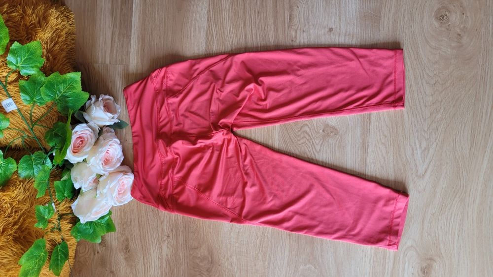Legginsy kolarki do kolana koralowy łososiowy sportowe Crivit nowe