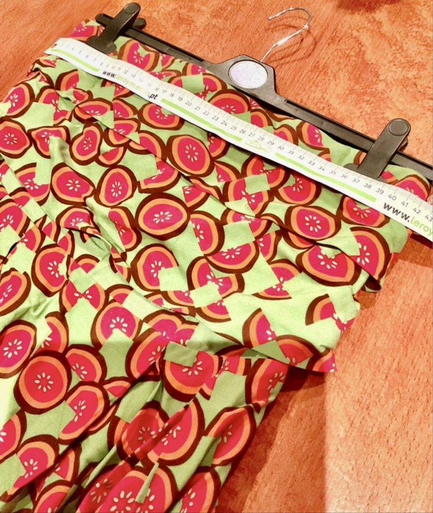 Vestido verde maxi e laranja Lanidor