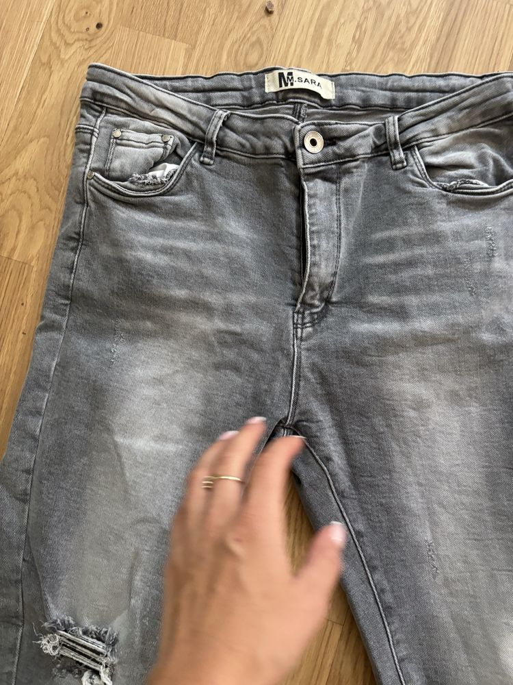 Spodnie damskie szare skinny S cekiny