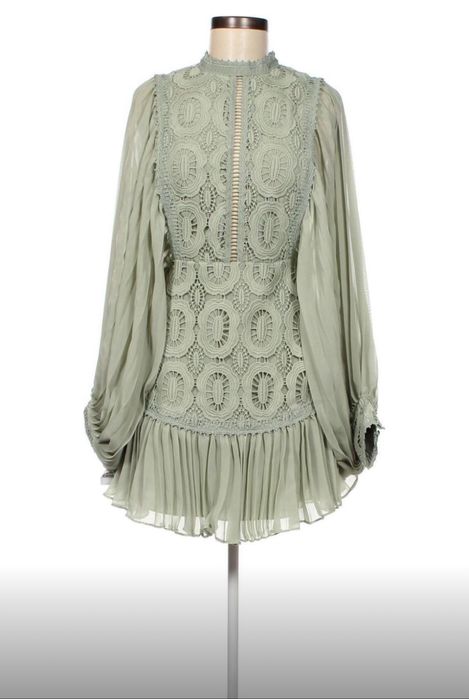 Zielona koronkowa sukienka mini pasek xxl 44 xl 42 asos luxe