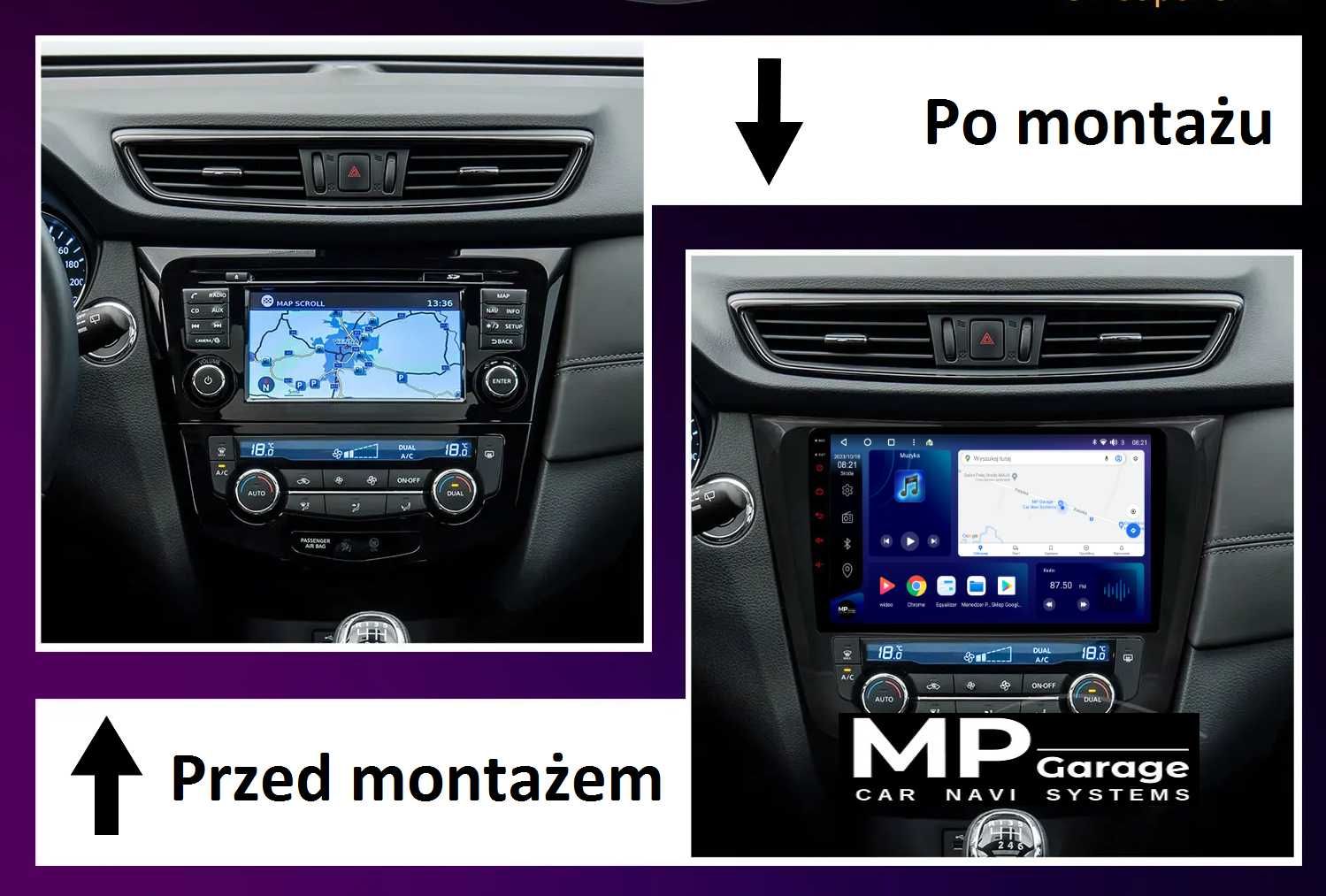 Nissan X-Trail/Qashqai Nawigacja Android11 Carplay/AndroidAuto 4G Qled