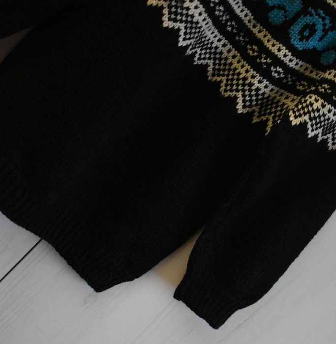 Sweterek wełniany 110 116 wełna ciepły handmade traktory sweter zimowy