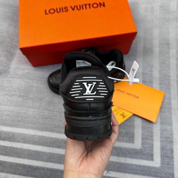 Кроссовки Louis Vuitton Trainer мужские брендовые черные кожаные