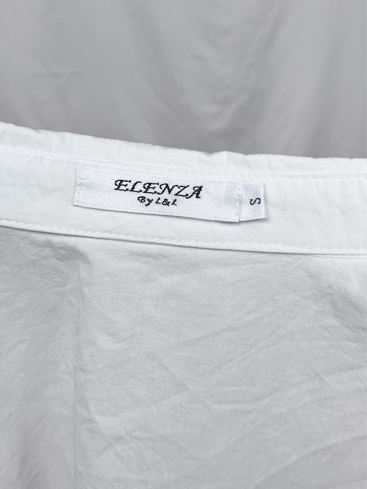 Biała koszula z grubą falbaną elenza by l&l s 100% bawełna