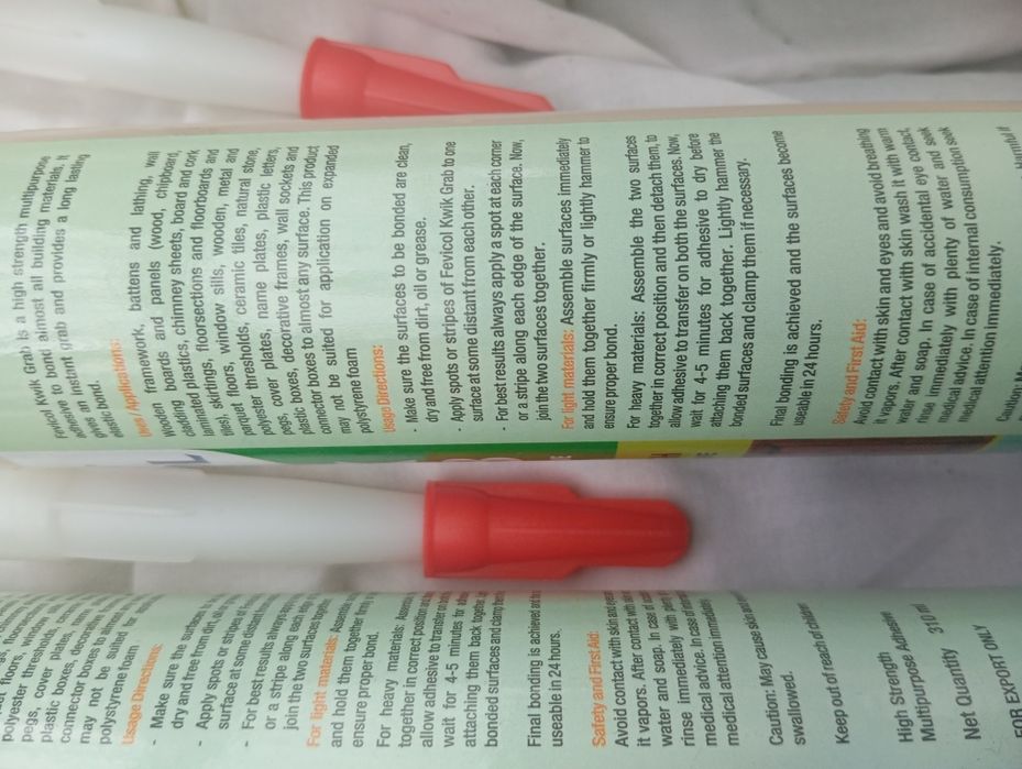 Высокопрочный многоцелевой строительный клей 3 флакона.