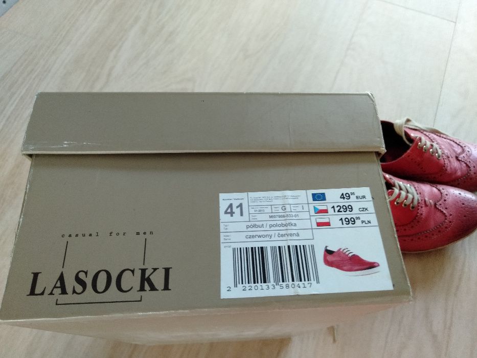 Buty Lasocki męskie młodzieżowe r. 41 czerwone