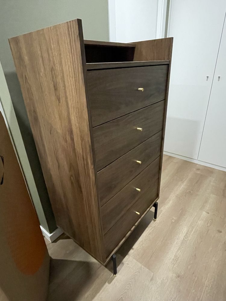 IKEA RÅDMANSÖ Cómoda c/5 gavetas, castanho efeito nogueira