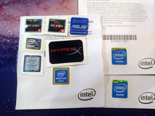 Наклейки лейблы Intel