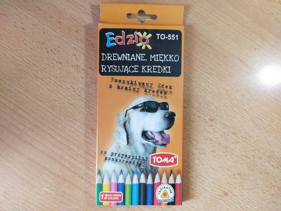 Kredki drewniane "Edzio", zestaw 12 sztuk, Toma