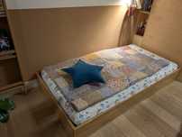 Dębowe łóżko dziecięce montessori niskie 160x80