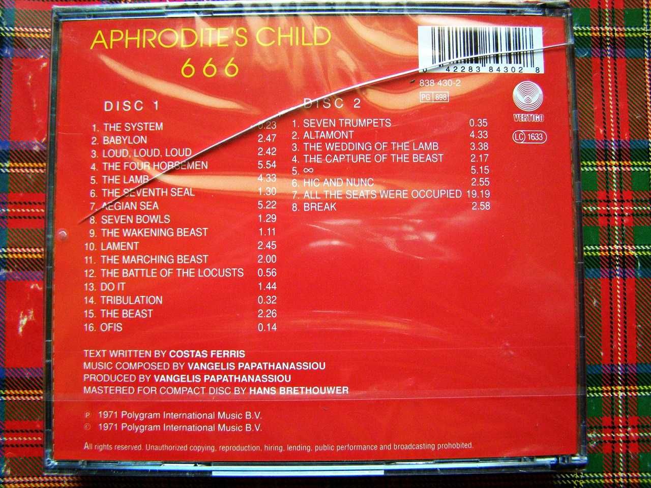 Aphrodites Child - 666 / 2 X CD / Made in USA  Mint !!! / Folia /