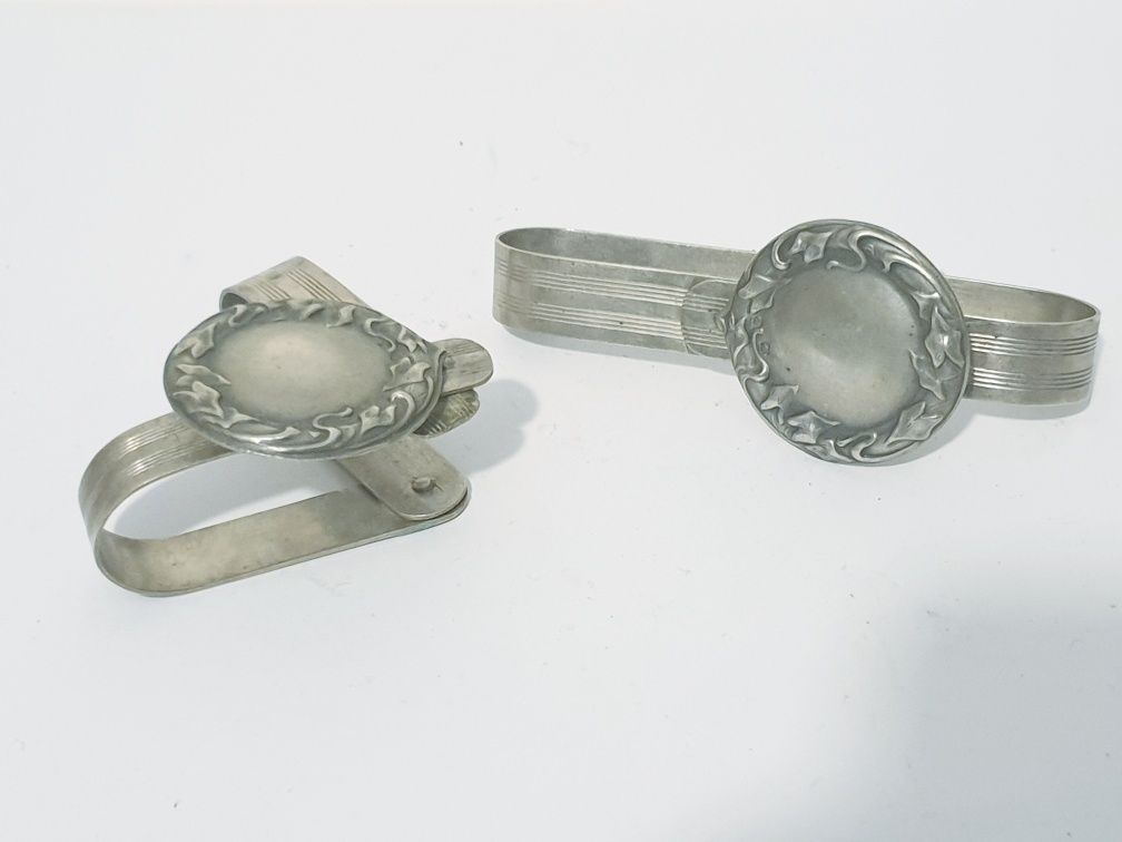 Raras antigas argolas de guardanapos dobraveis c clip em prata javali