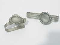 Raras antigas argolas de guardanapos dobraveis c clip em prata javali
