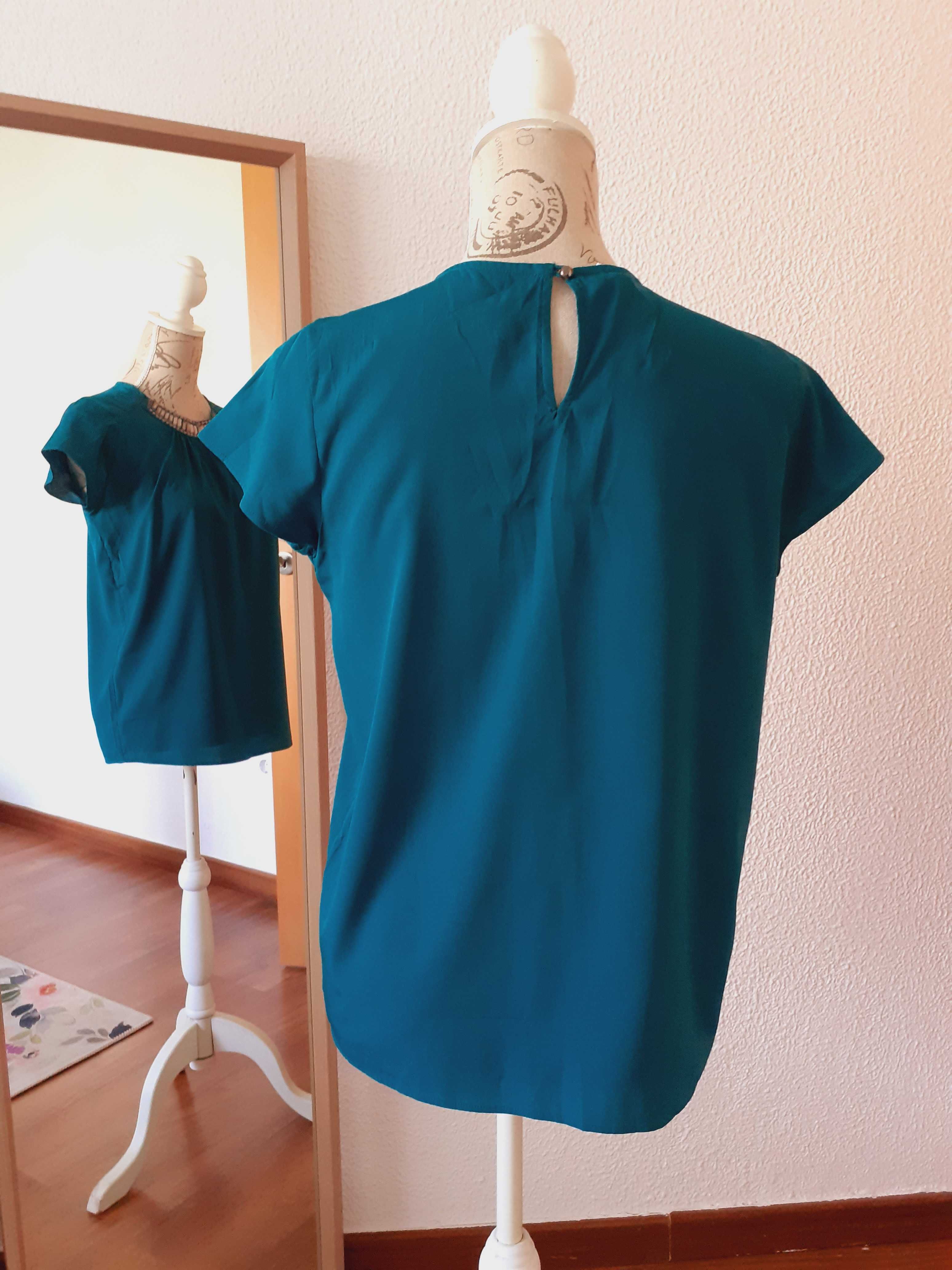 Blusa verde esmeralda Blanco