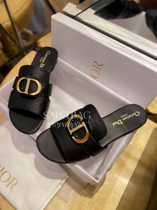 В наличии шлепки Dior Диор черный цвет р.40 маломерки кожа