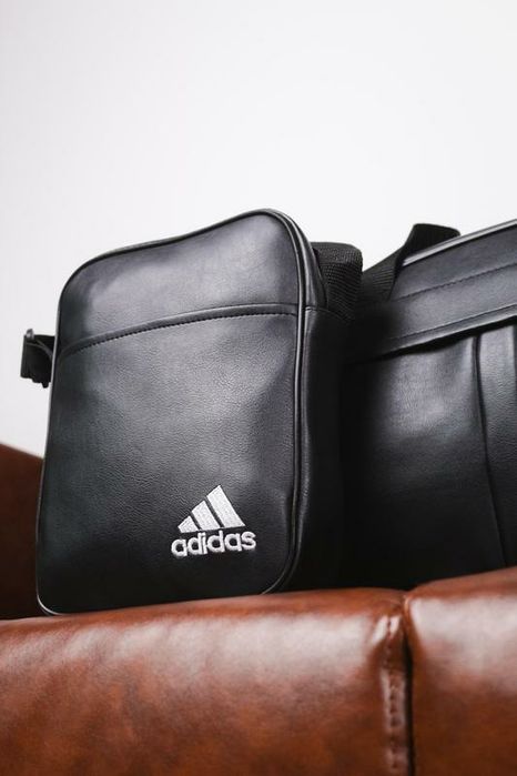 Сумка черная эко кожа Adidas, сумка мужская, барсетка