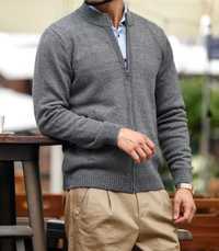 Sweter męski bawełniany rozpinany – Szary M
