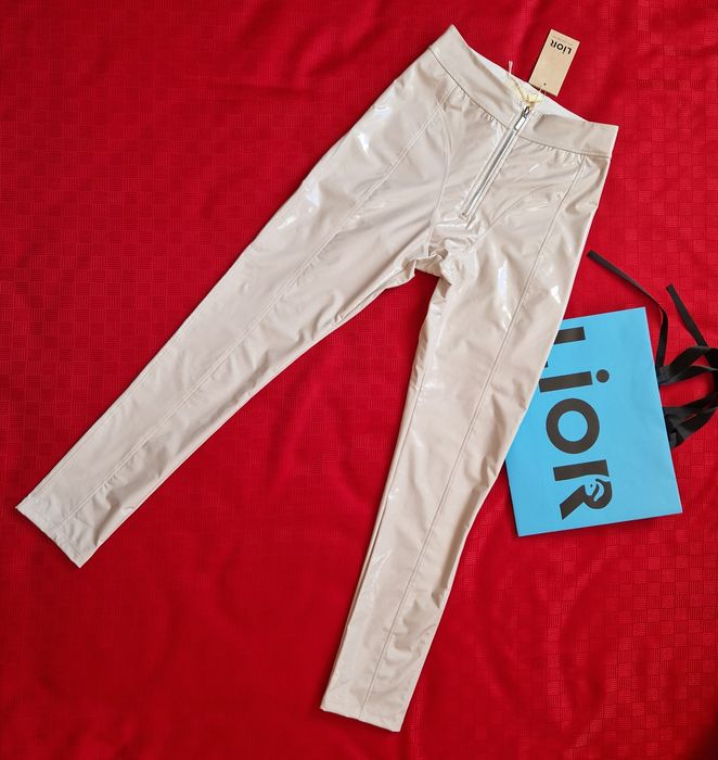 Лакові бежеві лосини Lior Ліор розмір L PUSH UP штани