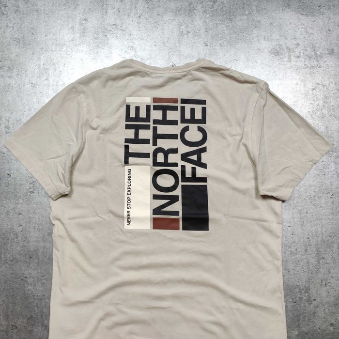 MĘSKA Koszulka Bawełna PREMIUM Beżowa Logo Plecy TNF The North Face