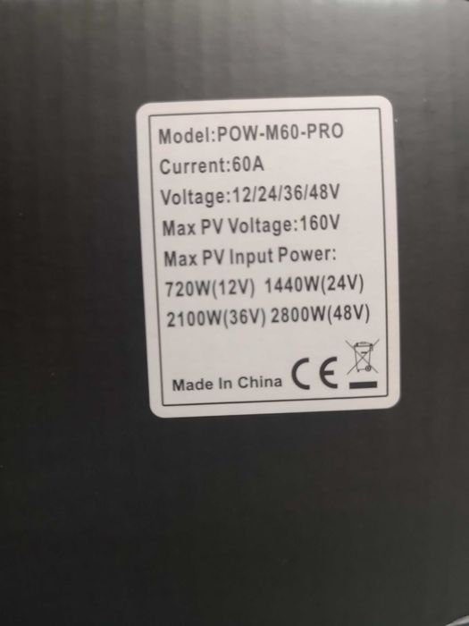 MPPT контролер PowMr POW-M60-PRO сонячних панелей 60A 12V 24V 36V 48V