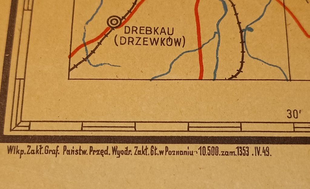 Stara mapa Ziemia Lubuska z 1949 roku, rzadka.