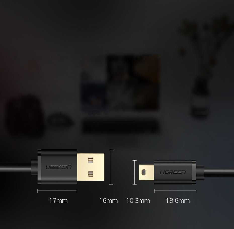 Ugreen kabel przewód USB - mini USB 1 m czarny