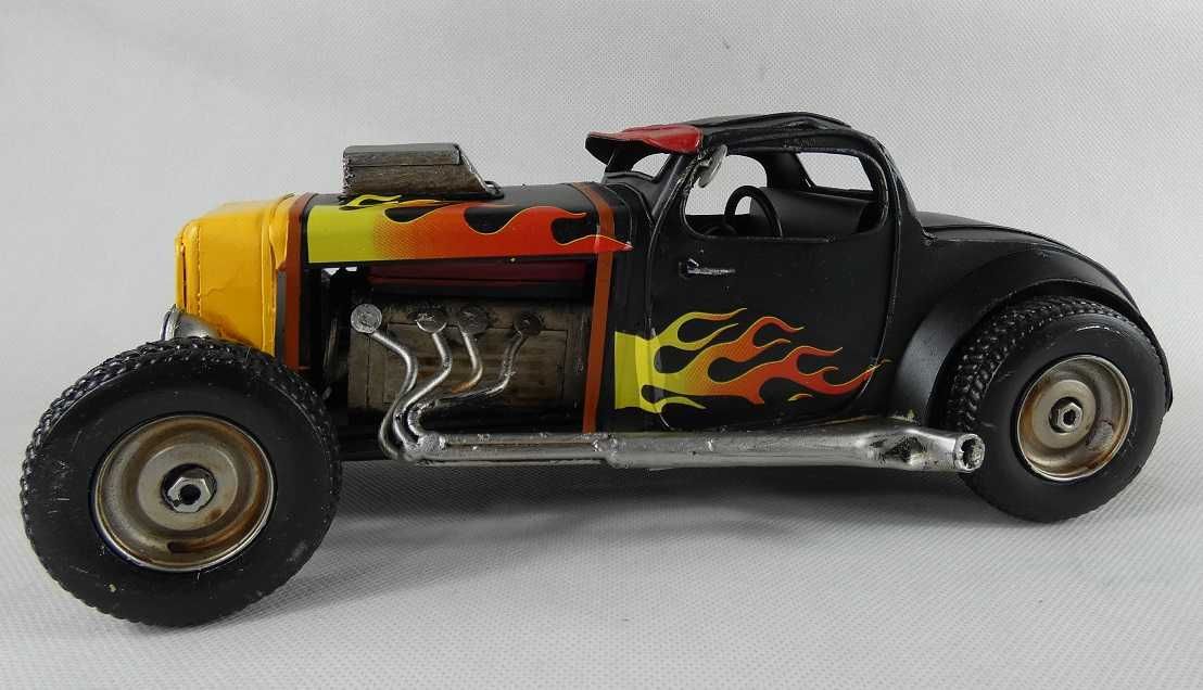 Metalowy model pojazd HOT ROD auto ogień FIRE 32cm