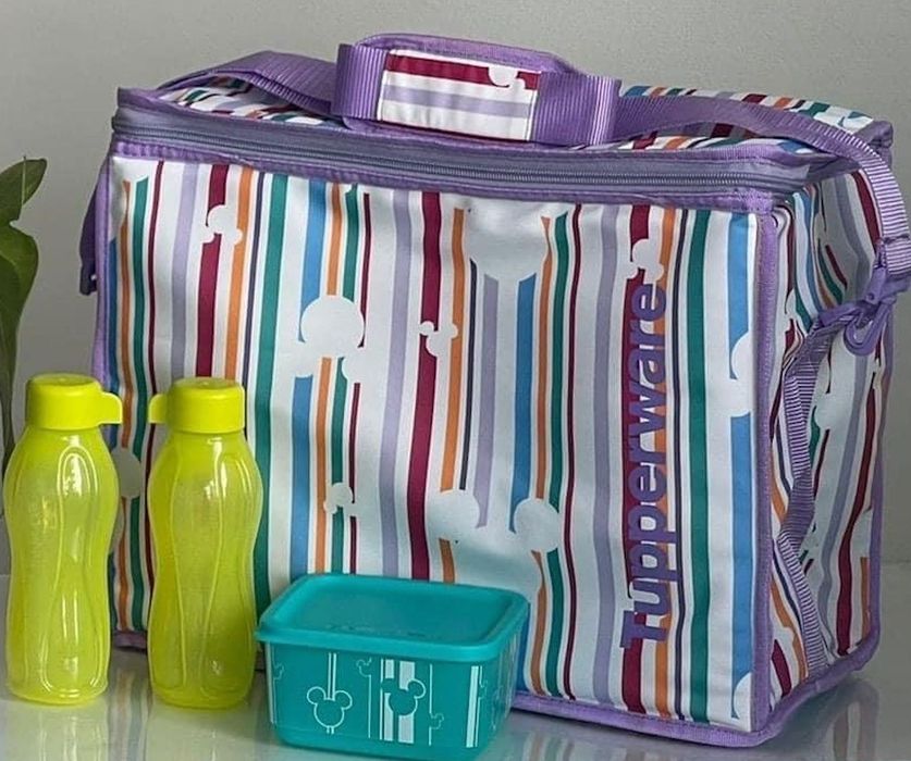 Saco Térmico Grande + 2 Garrafas 310ml + Caixa Mickey Tupperware