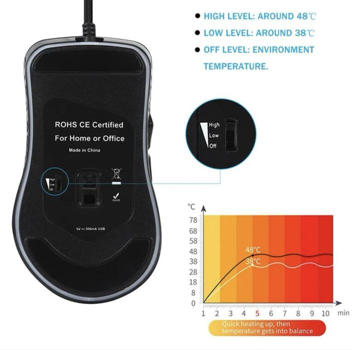 Новая с Подогревом,бесшумная мышь компьютерная проводная,мышка,mouse