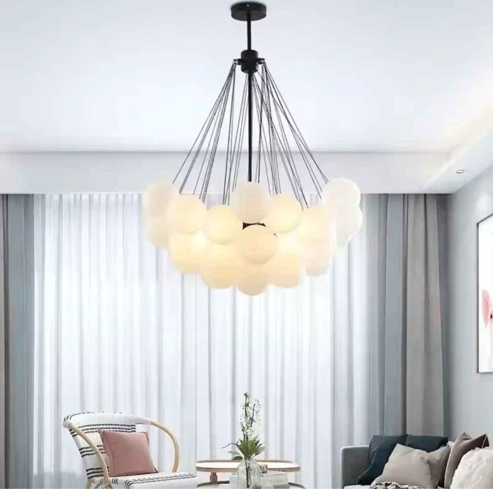 Żyrandol lampa 36 kulki bubble do salonu szklane led wisząca