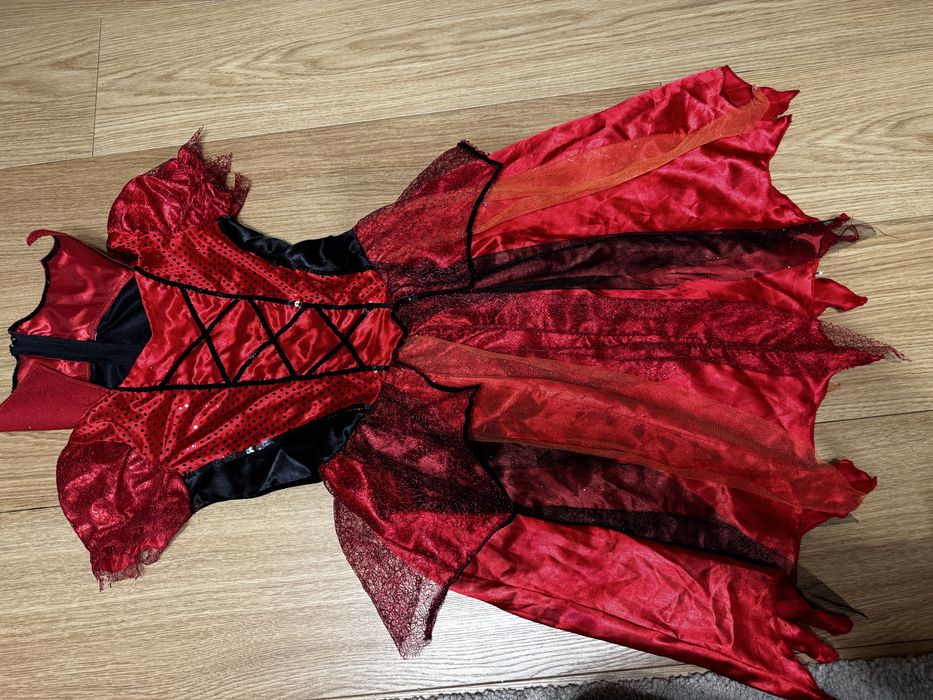 Sukienka halloween 128 134 dracula czerwona