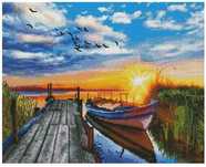 mozaika haft diamentowy 35x45 molo nad jeziorem