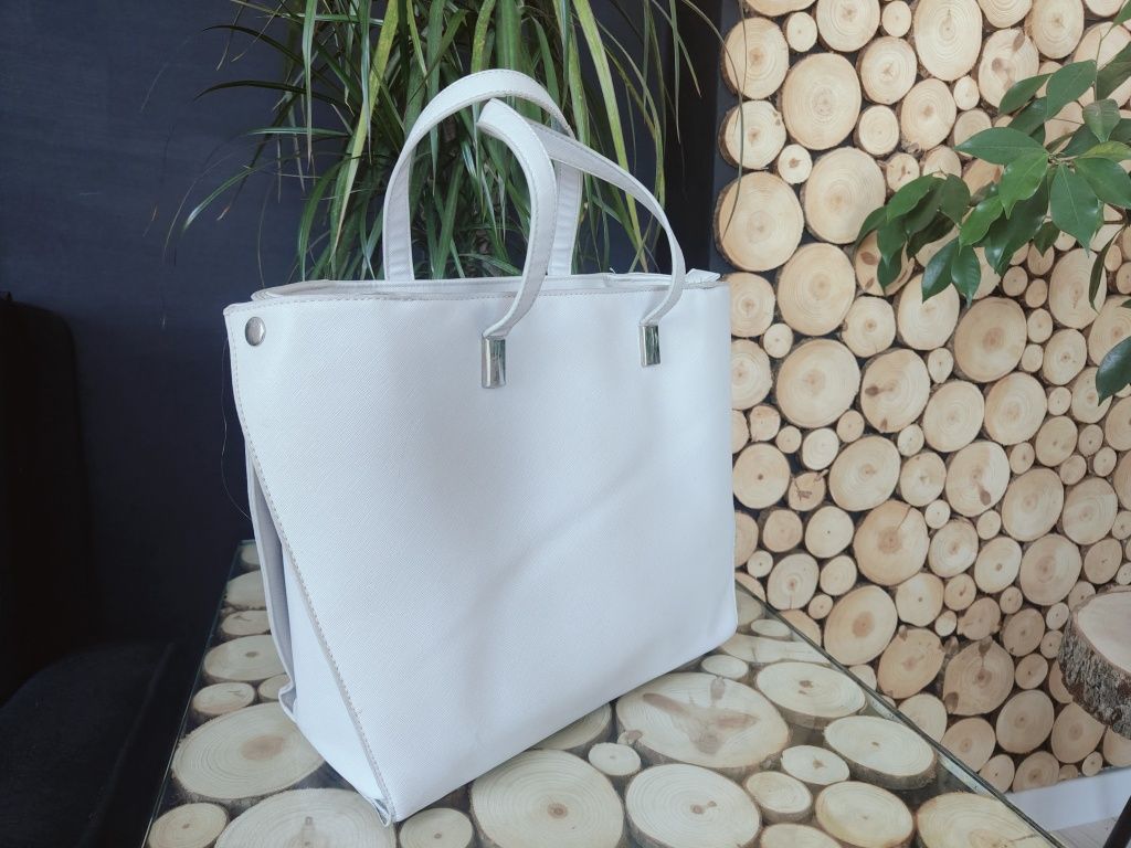 Reserved szara torebka shopper duża A4 elegancka pojemna pasek eko skó