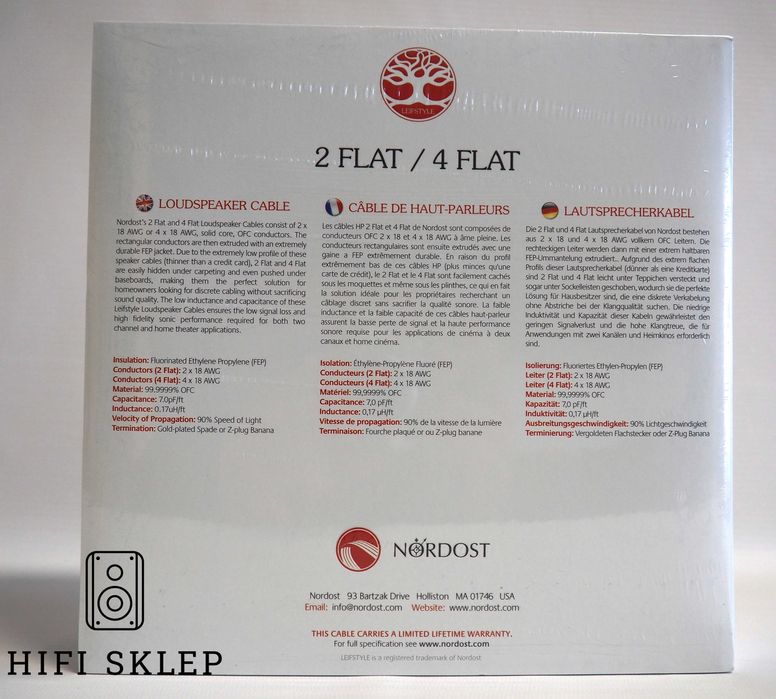 Nordost 4 FLAT- Kabel głośnikowy - 2x2,5M/WYPRZEDAŻ !!!