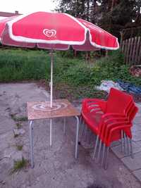 Parasol ogrodowy stolik krzesła zestaw