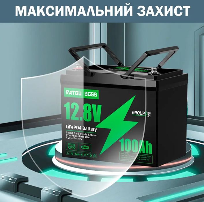 Акумулятор Datouboss, літієвий, LiFePO4, для інверторів, ДБЖ Powerbank