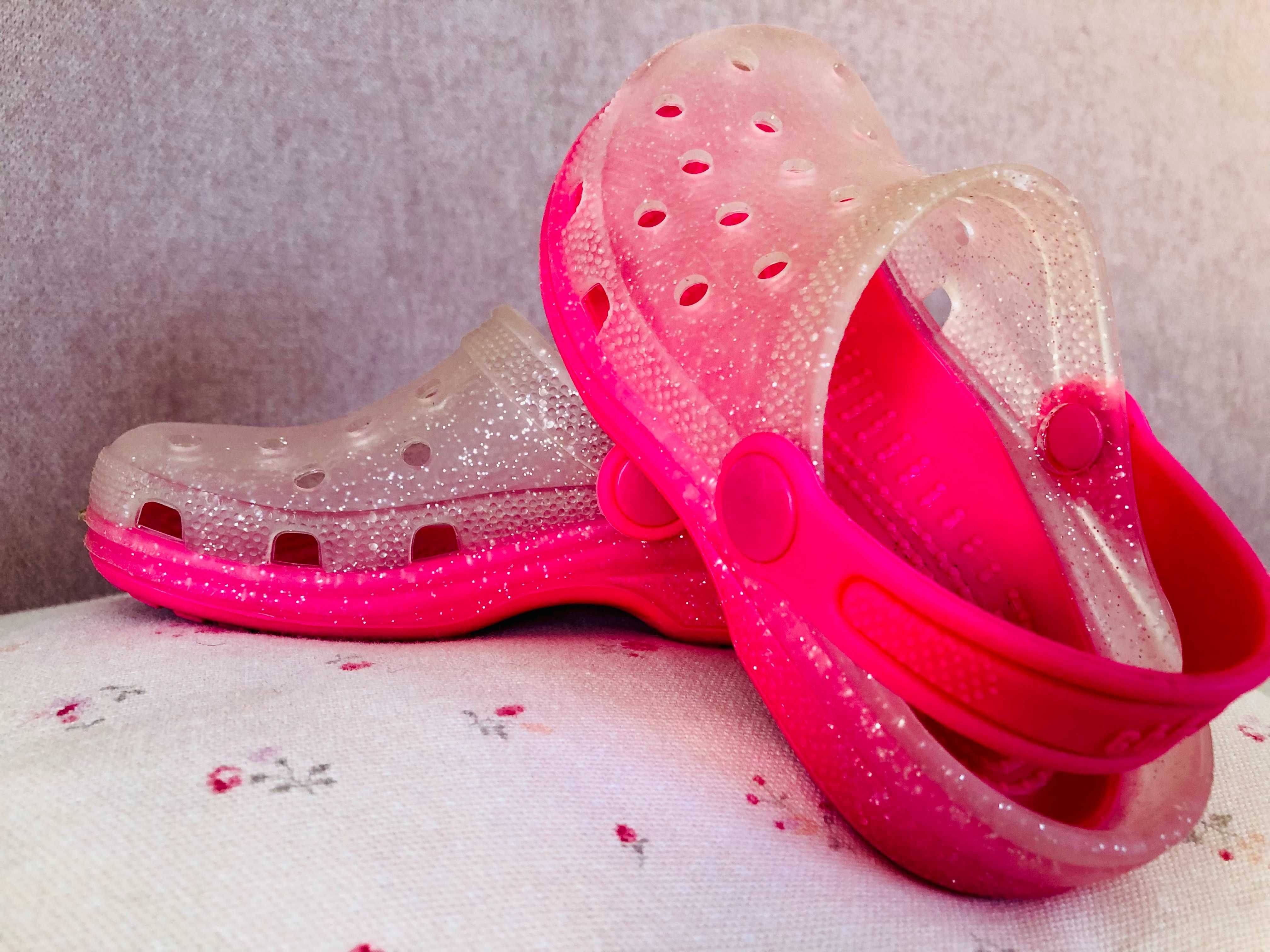 Crocs Chicco rosa com purpurinas - como NOVAS! T26