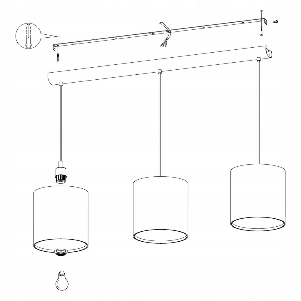 Lampa Wisząca Boho Biała 3 Klosze Abażury Eglo Arnhem 3 Punkty