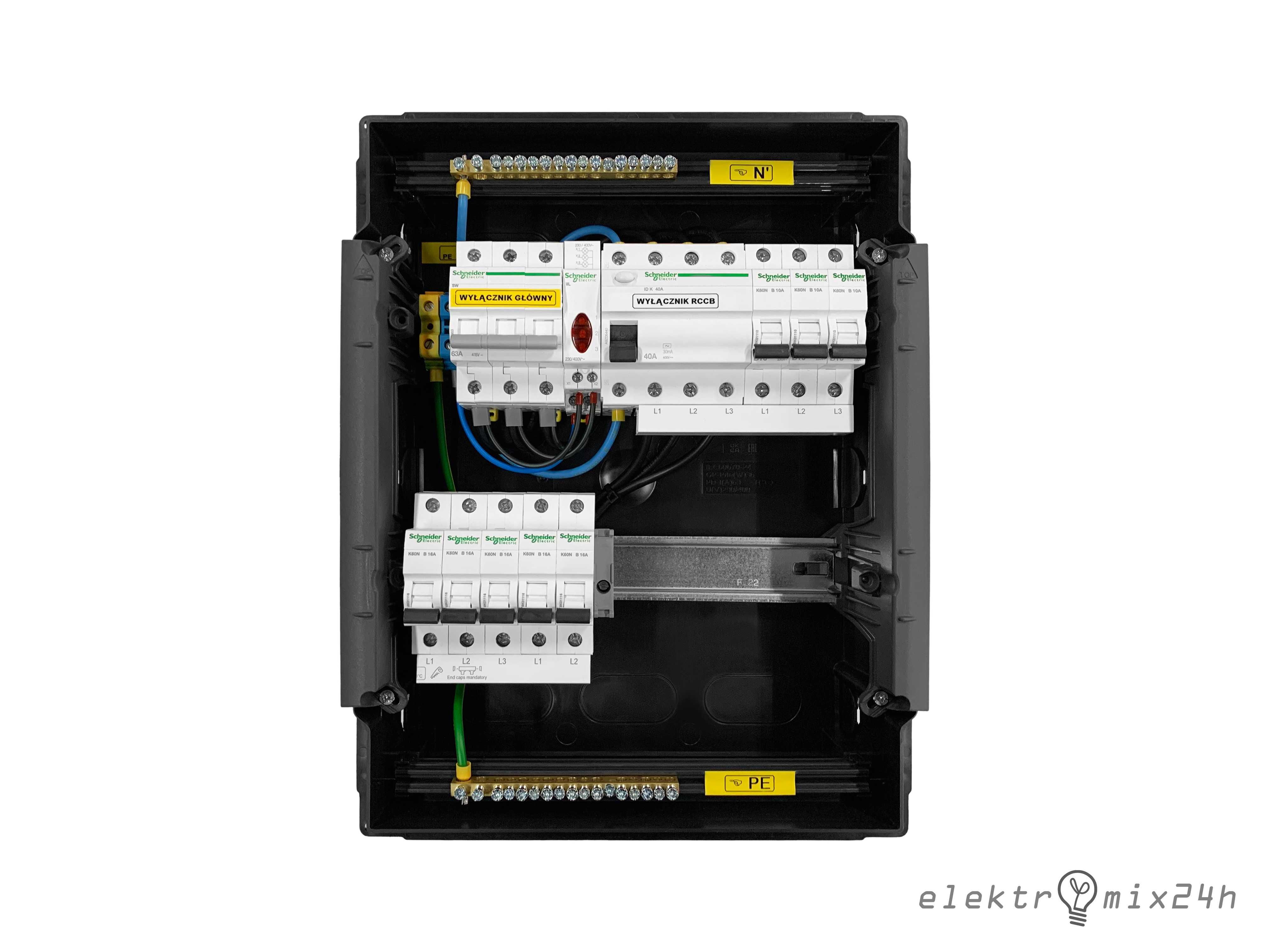 Rozdzielnia elektryczna podtynkowa gotowa 24 moduły Schneider Electric