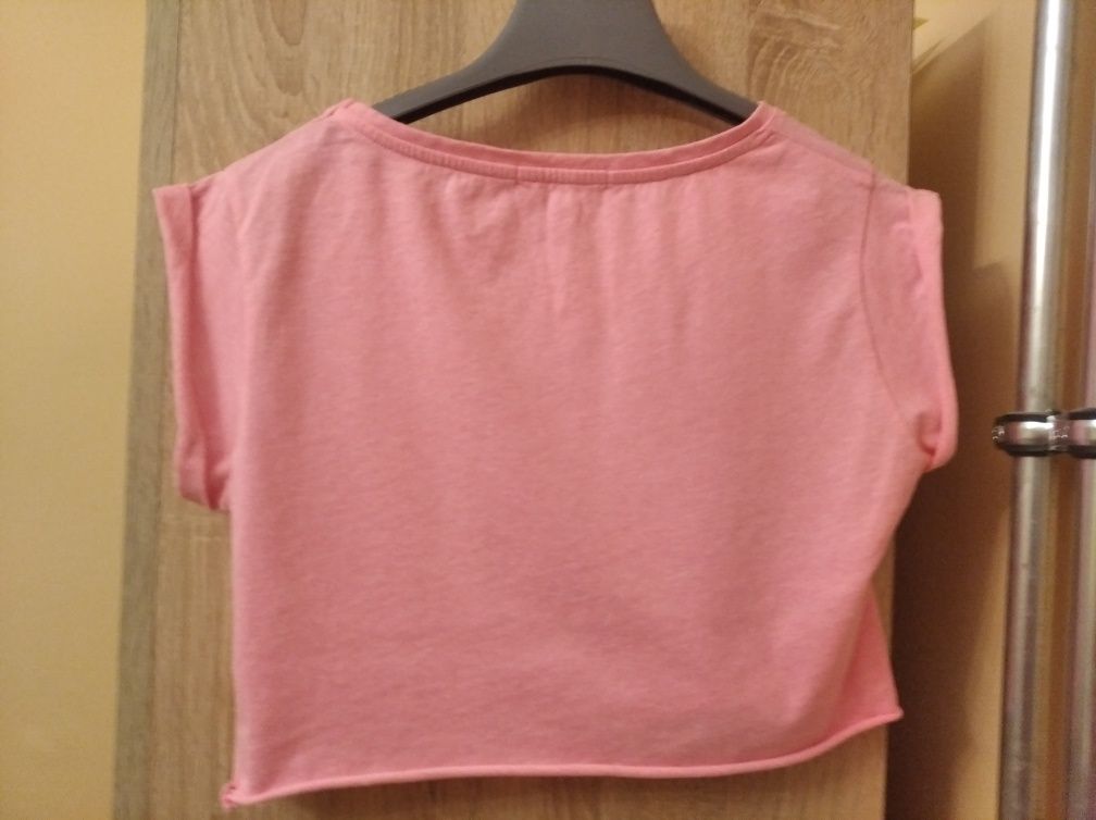 Koszulka crop top różowy Bershka S 152/158