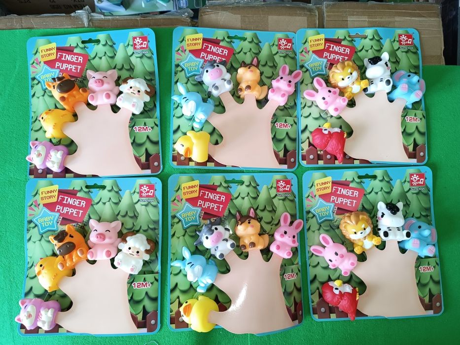 Пальчиковий театр набір 5 тваринок, сортер за кольорами будиночки 10