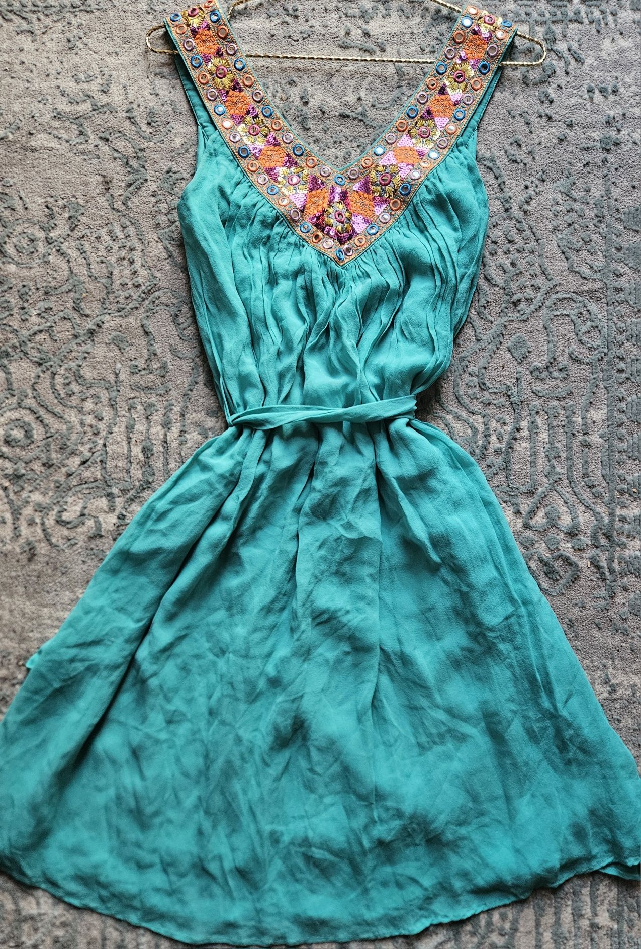 Sukienka 100% jedwab szmaragdowa r 32/34 Matthew Williamson dla H&M