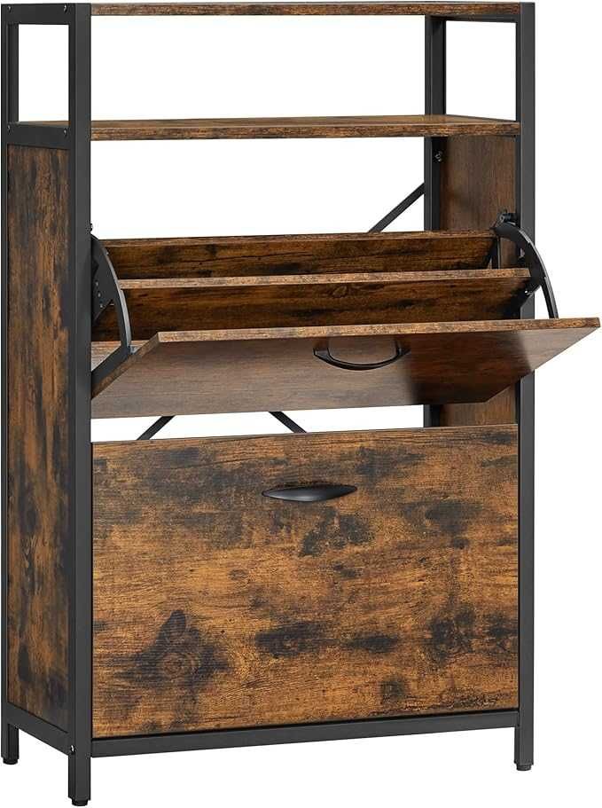 Nowa Szafka na Buty 60x30x130 cm Vintage Brązowo Czarny Regał