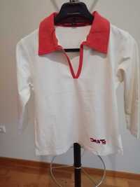 Camisola de Senhora Branca e Vermelha manga 3-4  Tam M Usada