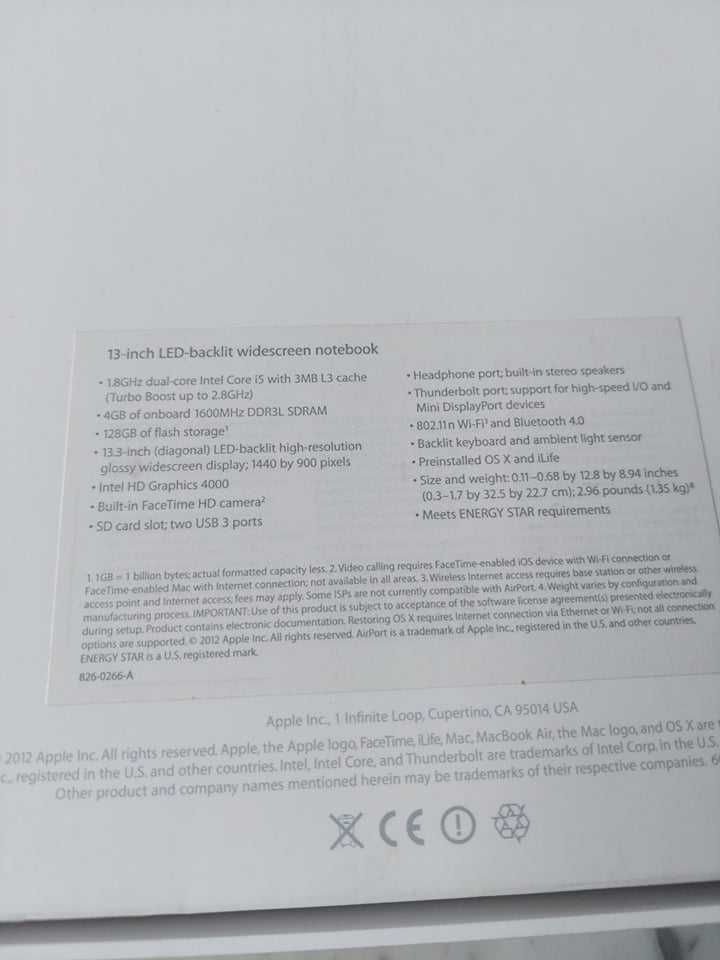 MacBook Air 13.3/1.8GHz/4GB/128GB