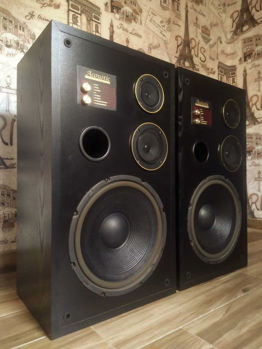 Колонки Acoustic 2x250Вт. НЧ-12"/ Чуйка-95Дб. Усилитель Onkyo Pioneer
