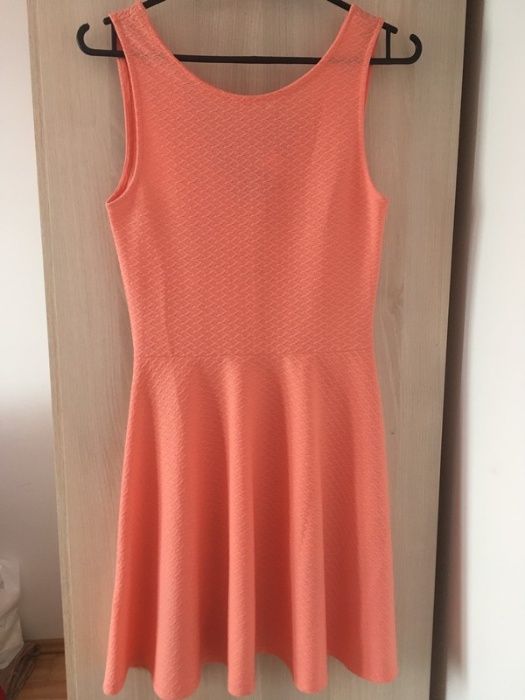 Łososiowa morelowa pomarańczowa sukienka zwiewna na lato  H&M 32 XXS