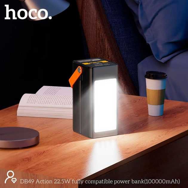 Павербанк power bank HOCO DB49 100000mAh Швидка зарядка 22.5W, ліхтар