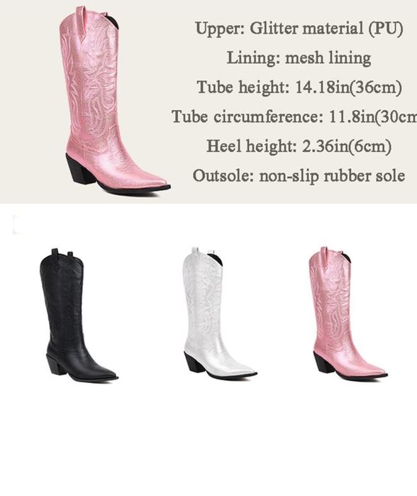 Buty damskie kozaki kowbojki przebranie kowboj 41, 42 czarne